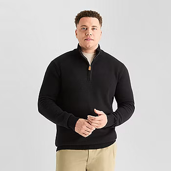 St. John's Bay Quarter Zip Big and Tall Mens Mock Neck Long Sleeve Pullover Sweater - JCPenney | JCPenney