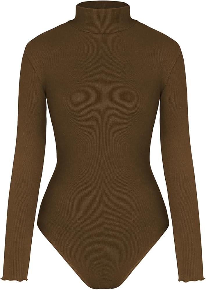 Amazon.com: CIDER Long Sleeve Body Suits for Women - Mock Turtleneck Solid Going Out Tops Stretch... | Amazon (US)