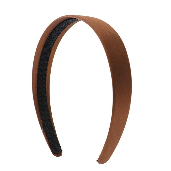 Light Brown 1 Inch Satin Hard Headband | Amazon (US)