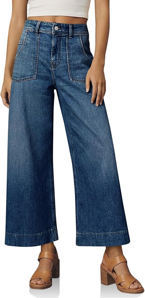 Cicy Bell Womens Baggy Wide Leg Jeans Cropped High Waisted Stretchy Trendy Loose Capri Denim Pant... | Amazon (US)