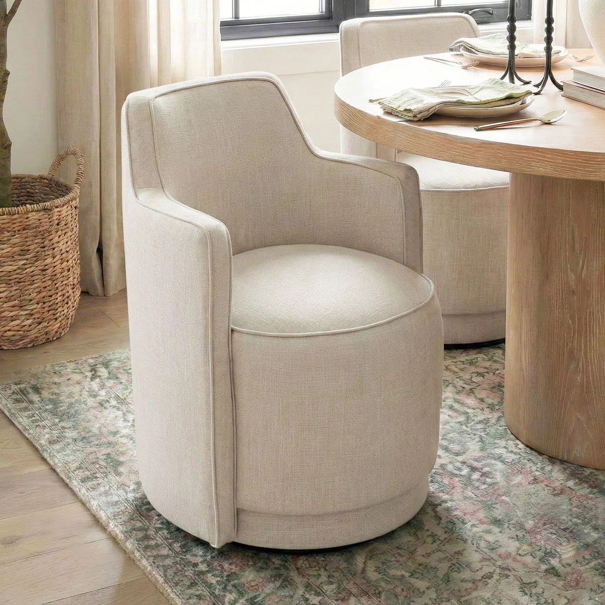 19" Upholstered Fully Assembled Swivel Dining Armchair | Wayfair North America