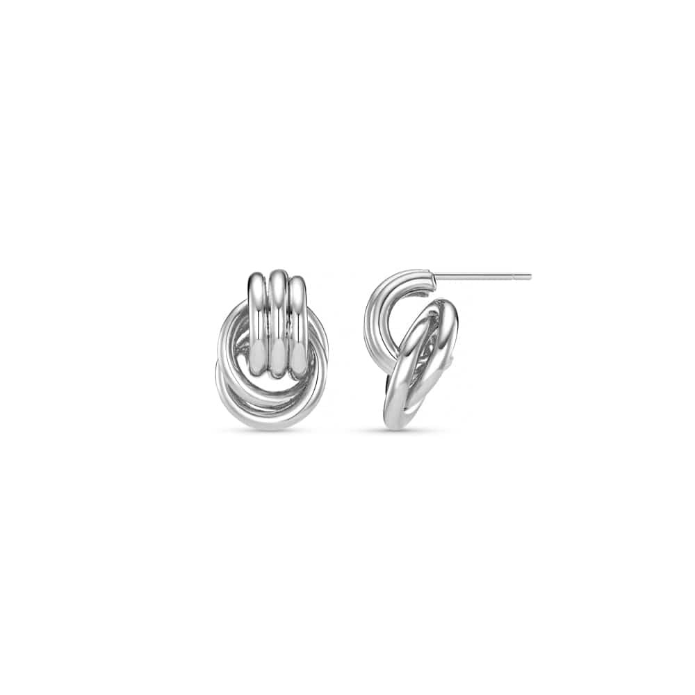 Mini Polished Interlocking Earrings - Silver | Orelia