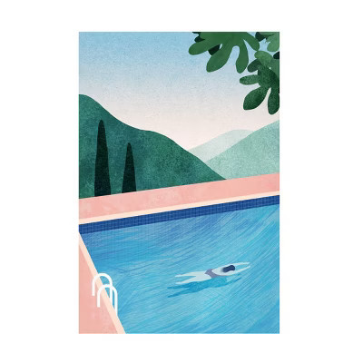 Canvas Wall Art - longwayhome 'Swimming Pool ii' Wall Art for Living Room, Bedroom, or Office Décor by Trademark Fine Art | Target