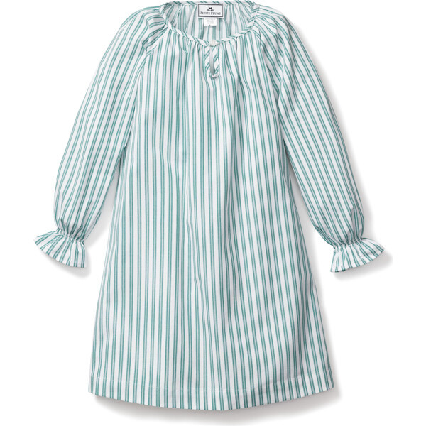 Delphine Nightgown, Emerald Ticking | Maisonette
