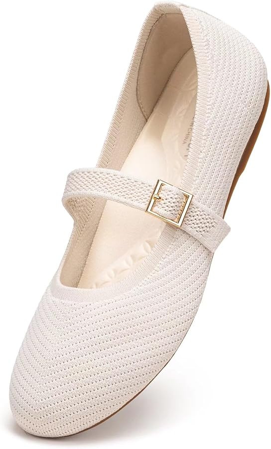 Frank Mully Women's Mary Jane Flats Comfortable Dressy Ballet Flats Casual Round Toe Slip On Wash... | Amazon (US)