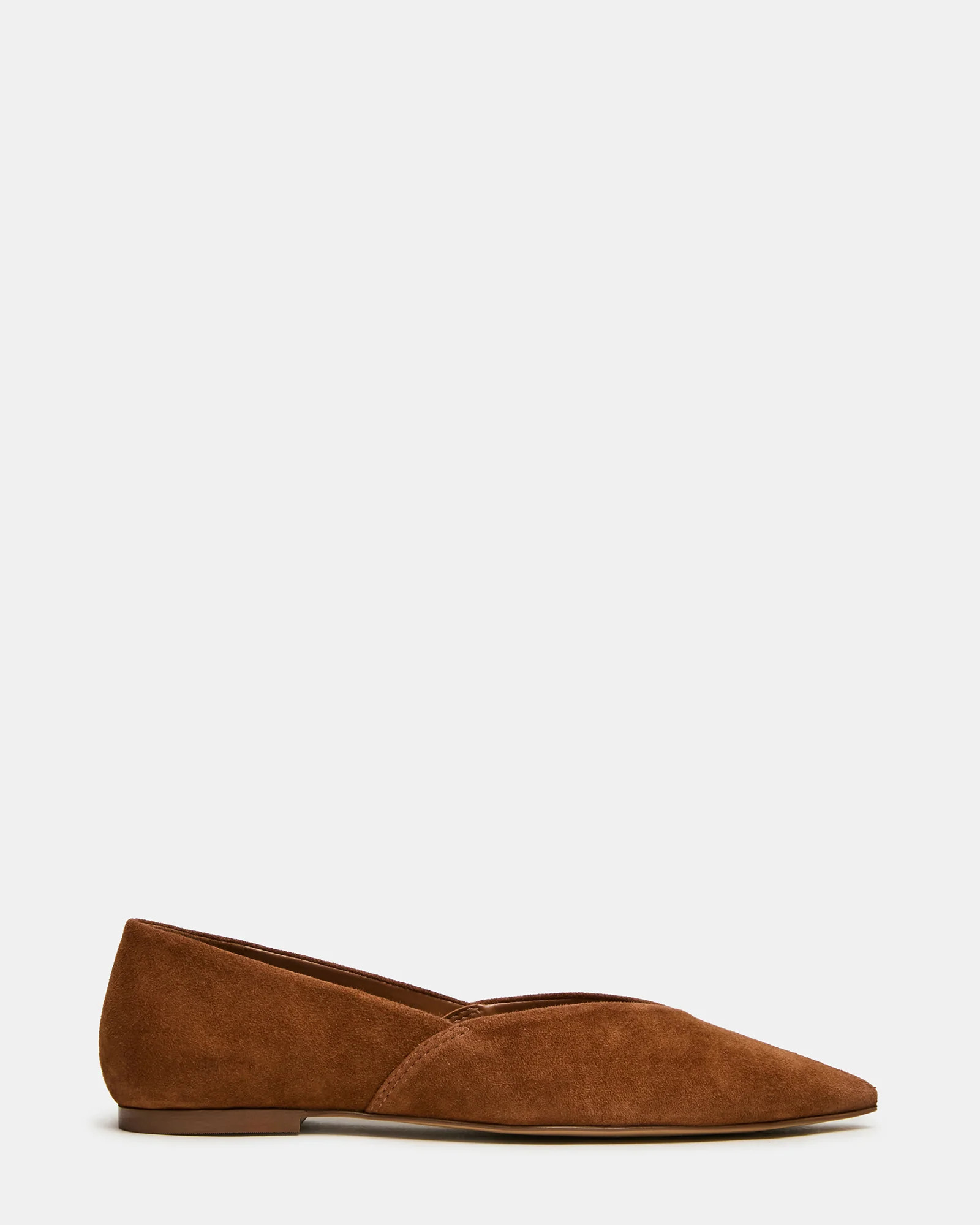 TOVI Chestnut Suede Pointed-Toe Ballet Women's Flat | Steve Madden (US)