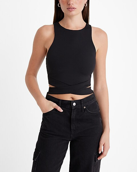 Body Contour High Compression High Neck Cutout Cropped Tank | Express