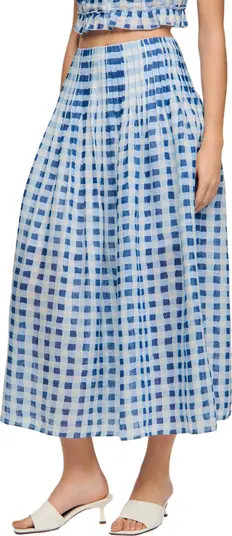 SANDRO Long gingham linen skirt | Nordstrom | Nordstrom