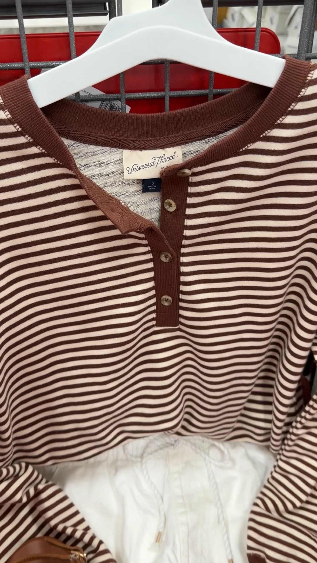 Target summer outfit idea with this stripe Henley sweatshirt and white shorts! #targetstyle