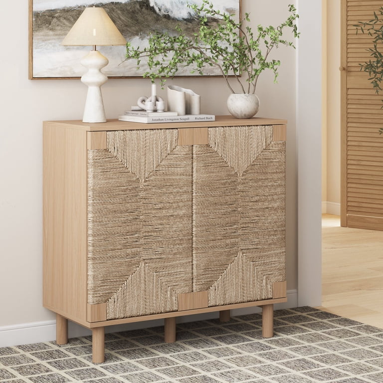 Nathan James Beacon Boho Accent Cabinet with Doors, Free Standing Kitchen Cabinet Storage with Ad... | Walmart (US)