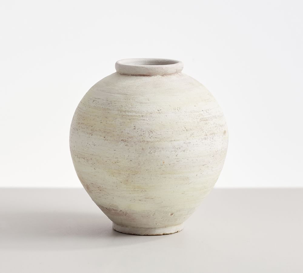 Artisan Hand Painted Terra Cotta Vase Collection - White | Pottery Barn (US)