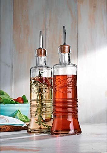 MosJos Oil and Vinegar Bottles 16.9oz - Original Mason Original Olive Oil Glass Bottle Set - Stro... | Amazon (US)
