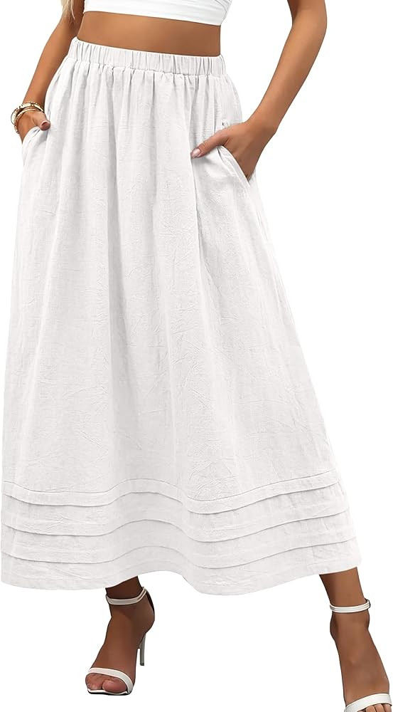 ANRABESS Womens Maxi Skirt 2026 Summer Boho Flowy Tiered Casual Elastic High Waisted Swing A-line... | Amazon (US)
