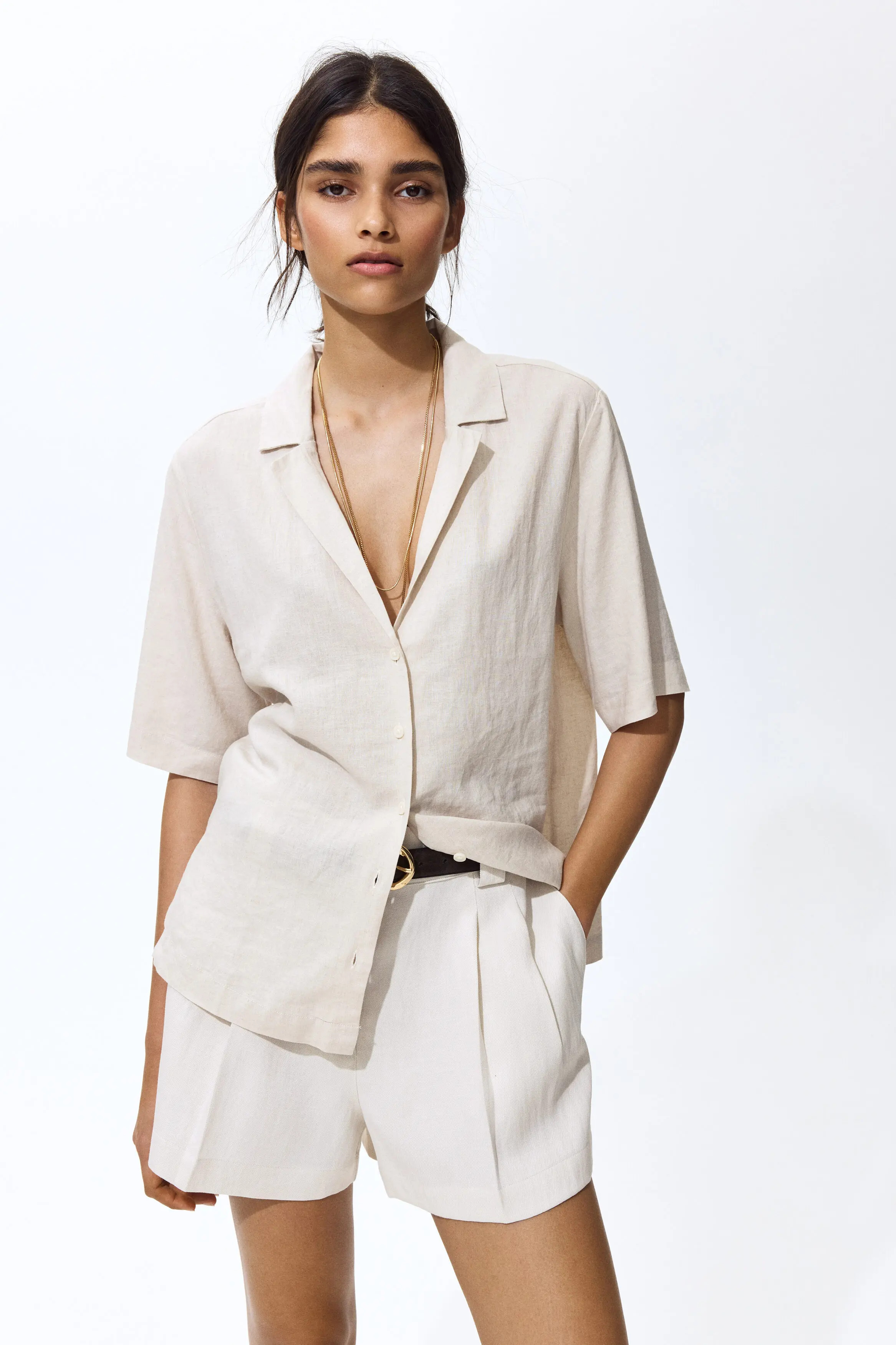 Linen-blend Resort Shirt (Women) | Nordstrom | Nordstrom
