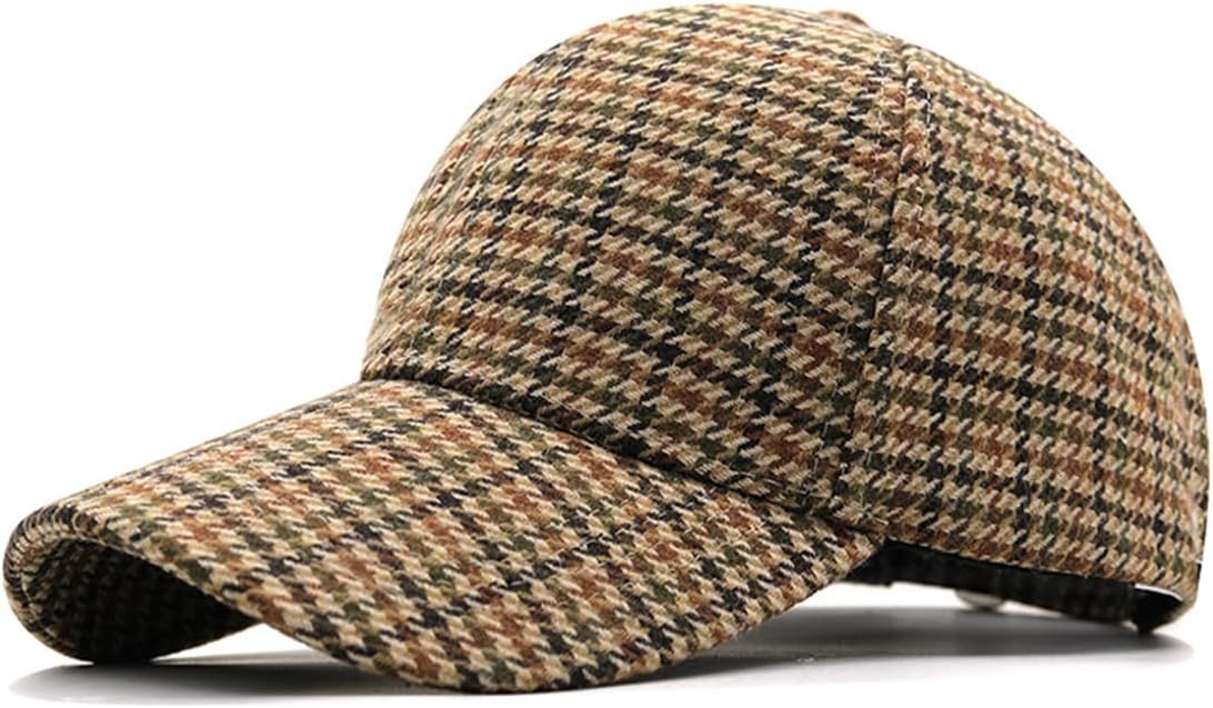 Women's Men's Stylish Tweed Plaid Checked Wool Blend Baseball Cap Trucker Hat Casual Dad Hat | Amazon (US)