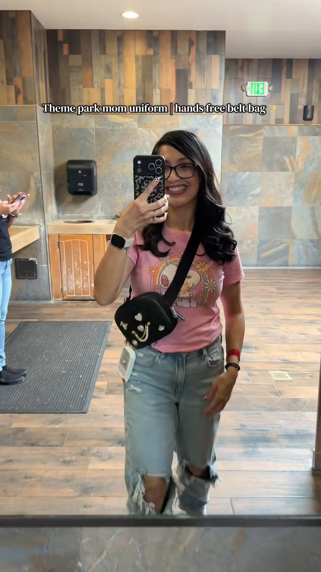 Theme park mom mode: ON 🎢✨ Hands-free, chasing kids, and still not losing my phone. This Croc belt bag stayed snug the whole time and made the park so much easier. Such a mama win 💛 

 #LTKootd #LTKmomlife #LTKBeauty