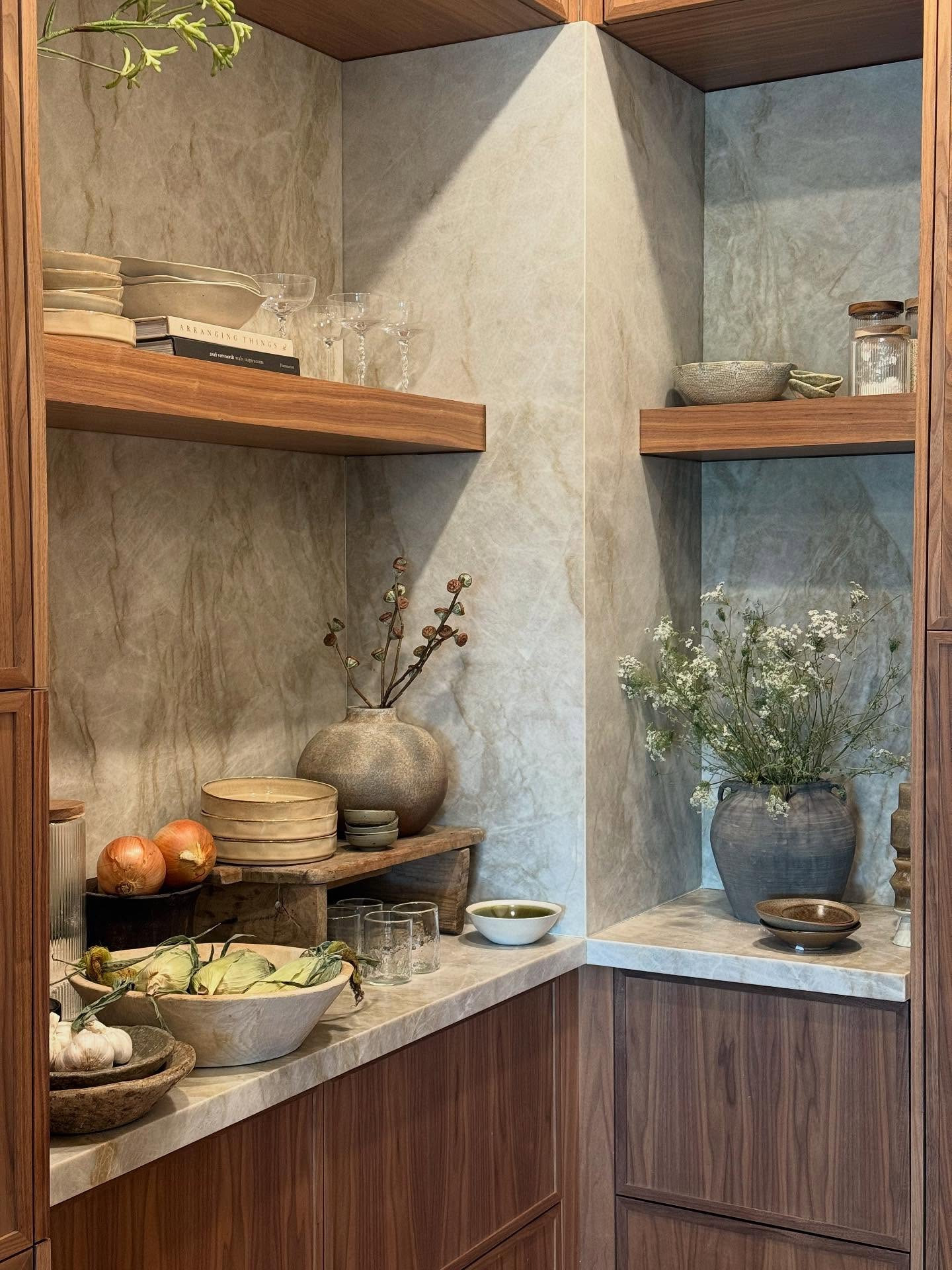just some stills of the pantry 🤍 

lived in and functional.

as I decorate for the holidays, I moved all the dinner and glassware to the pantry, and this might be one of my favorite stylings yet.