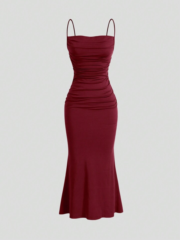 SHEIN MOD Solid Ruched Cami Dress | SHEIN