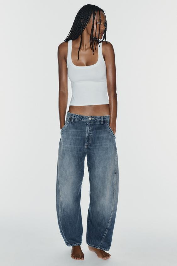Zara - Trf Mid-Rise Barrel Chino Jeans - Mid-Green - 26 (Us 2) - Woman | Zara US