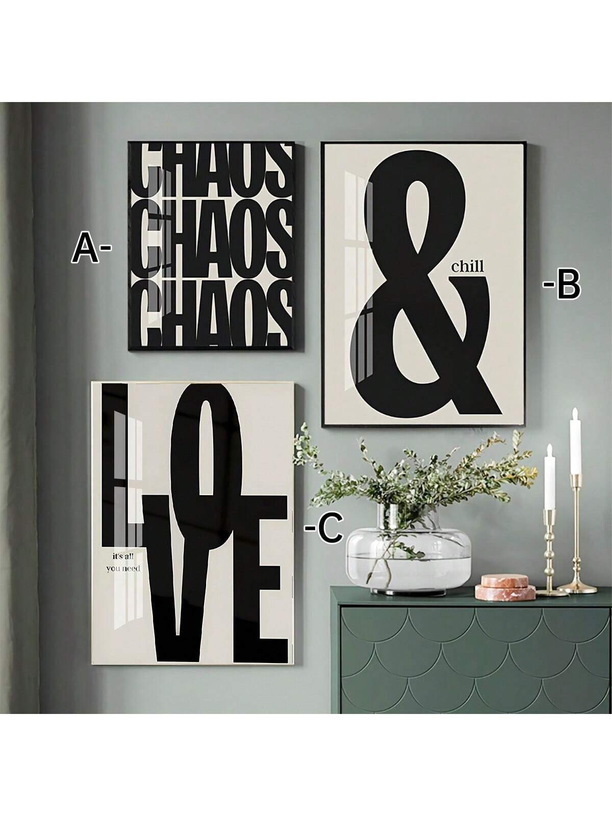1pc,Retro Style Black And Beige Quote, Chill Home, Chaos, Textured Monochrome Poster, Typography ... | SHEIN