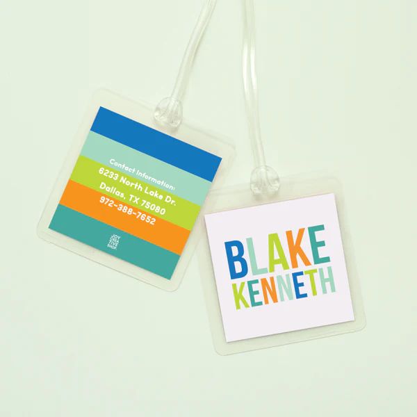 Multicolored Personalized Bag Tag - Blues | Joy Creative Shop