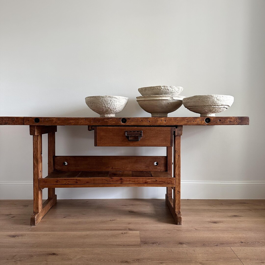 Large Vintage Workbench Table with Drawer | Etsy (US)