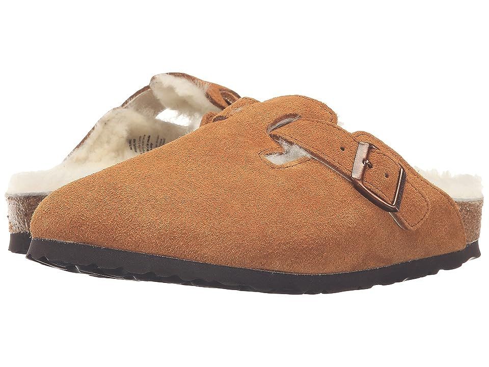 Birkenstock Boston Shearling - Suede (Unisex) (Mink Suede) Clog Shoes | Zappos