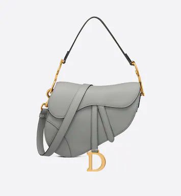 Saddle Bag with Strap Gray Grained Calfskin | DIOR | Dior Couture