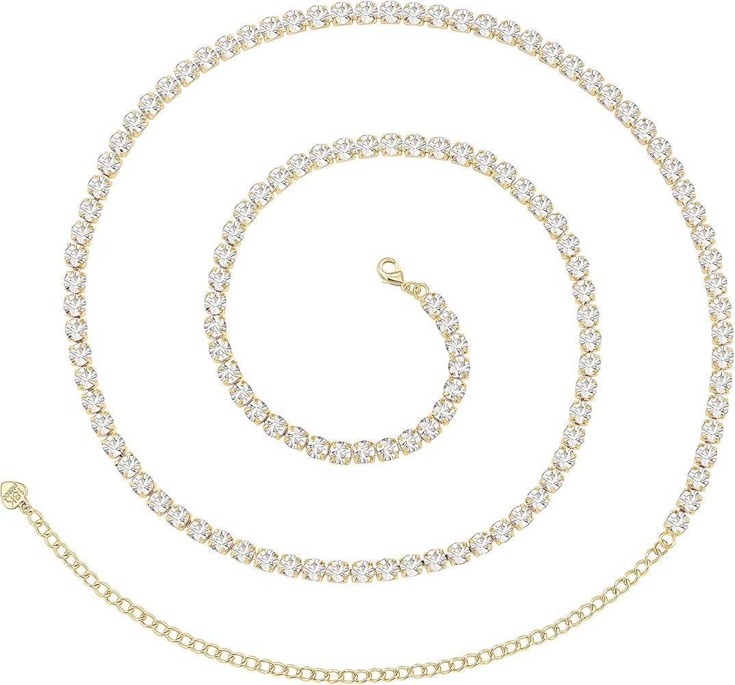 18k Gold Waist Chain Belt for Women, Adjustable Waist Beads Beach Bikini Belly Chain | Amazon (US)