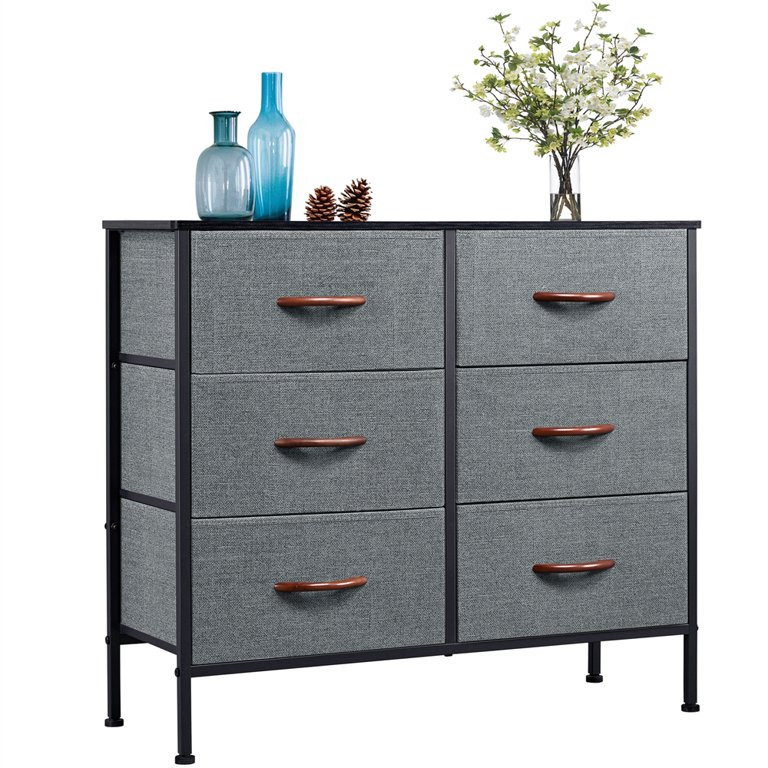 Easyfashion Minimalist 6-Drawer Fabric Storage Tower, Dark Gray | Walmart (US)