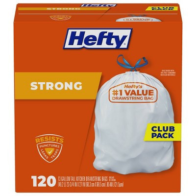 Hefty Strong Tall Kitchen Drawstring Trash Bags - 13gal/120ct | Target