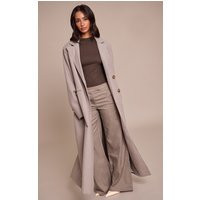 Petite Beige Herringbone Double Breasted Maxi Coat | PrettyLittleThing UK