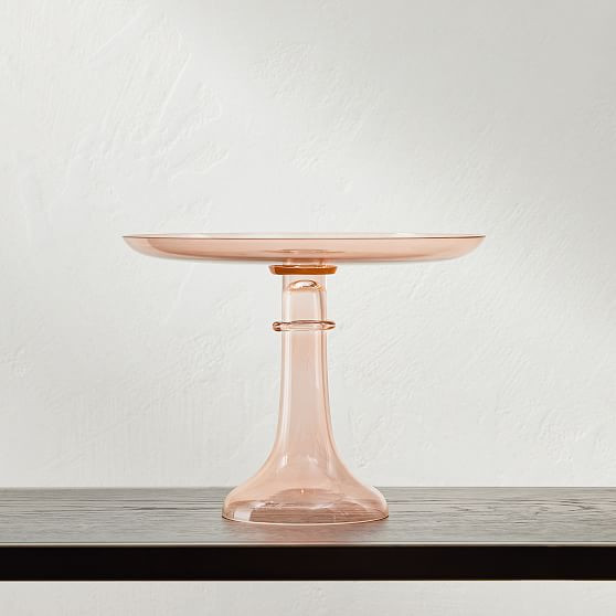 Estelle Colored Cake Stand, Glass, Blush Pink, Hand-Blown | West Elm (US)