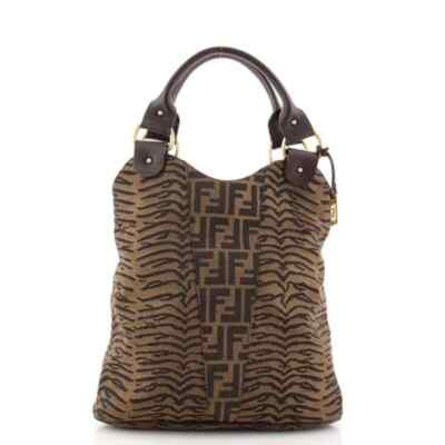FENDI Vintage Brown Canvas Leather Tiger Print Hobo Shoulder Bag/Tote   | eBay | eBay US