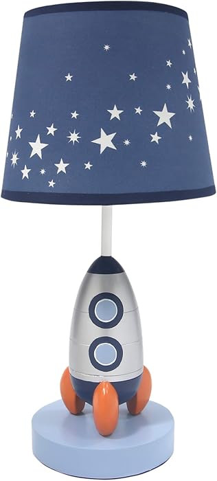 Lambs & Ivy Milky Way Blue/Silver Rocket Ship Nursery Lamp with Shade & Bulb | Amazon (US)