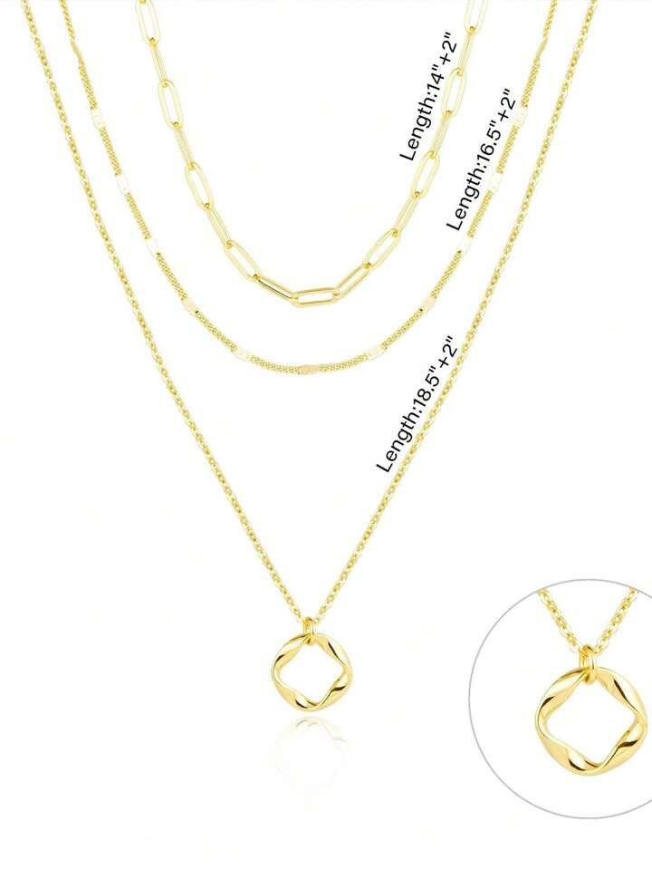 1pcs Gold And Silver Plated Necklace 40+5cm, Fashionable And Personalized Circular Pendant, Multi... | SHEIN