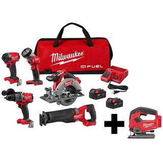 M18 FUEL 18-Volt Lithium-Ion Brushless Cordless Combo Kit (5-Tool) with FUEL Jigsaw | The Home Depot