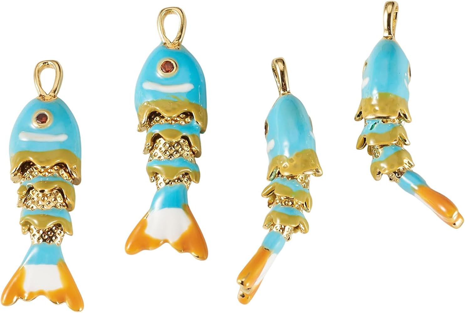 18K Gold Plated Fish Charms Enamel Fish Charms Sparkling Cubic Zirconia Fishing Charm Lovey Goldf... | Amazon (US)
