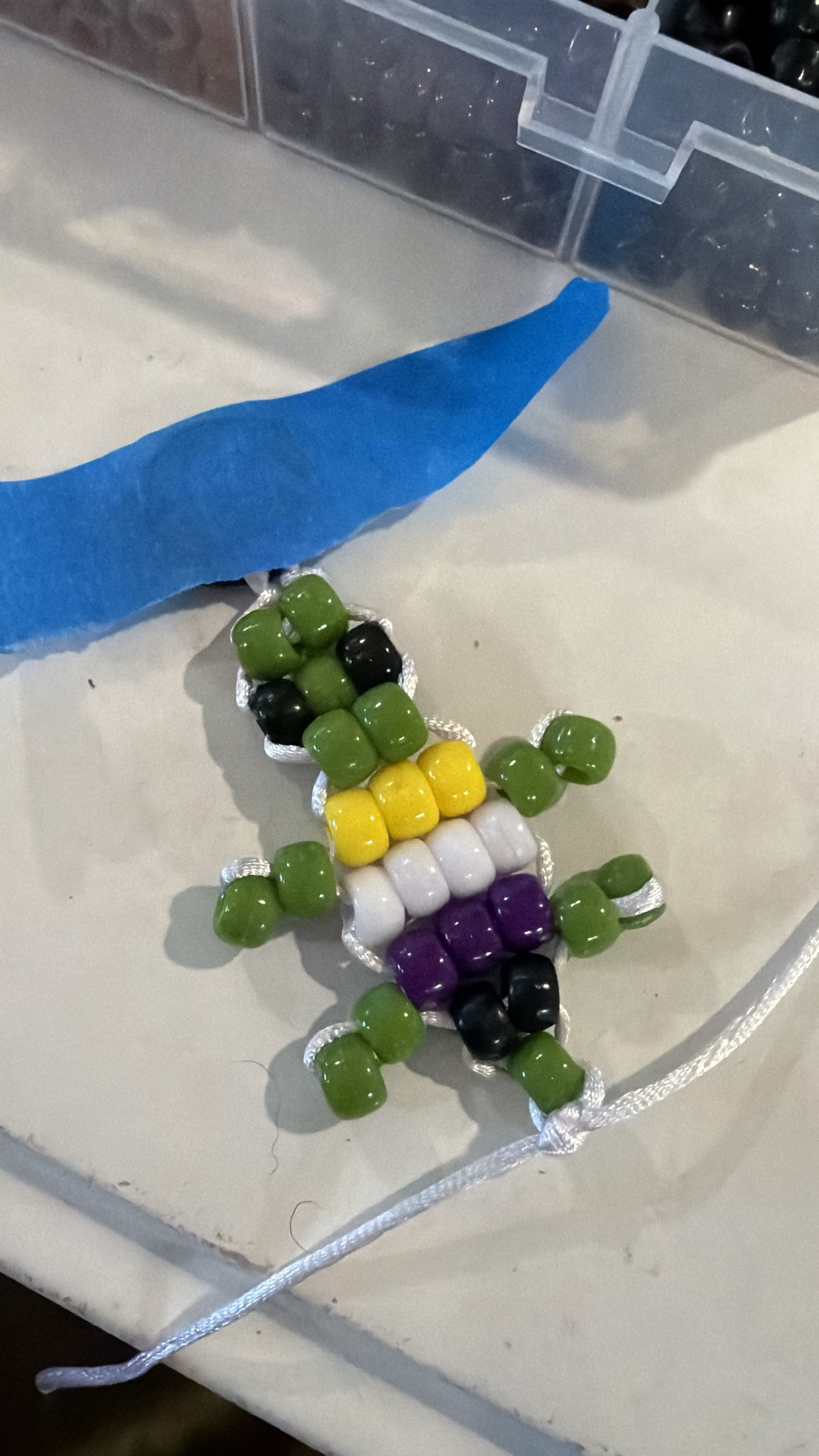 Little non binary inspired turtle with pony beads craft keychain diy
