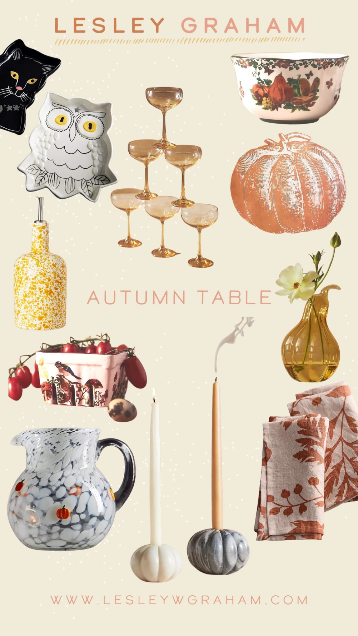 Autumn Table. Table setting with Anthropologie. Pumpkin candle holders. Pumpkin placemats. Beautiful coupes. Fall table setting. 

#LTKSeasonal #LTKparties #LTKHalloween