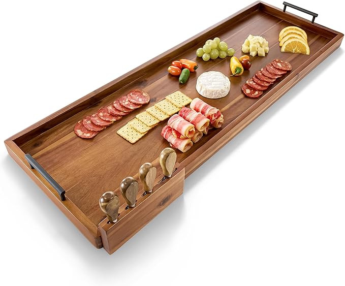 Acacia 36 Inch Extra Large Charcuterie Board with Cheese Knife Set of 4 - Acacia Wood Serving Tra... | Amazon (US)