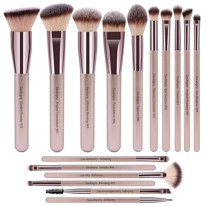 Makeup Brushes, Daubigny 16Pcs Complete Premium Synthetic Makeup Brush Set with Professional Foun... | Amazon (US)