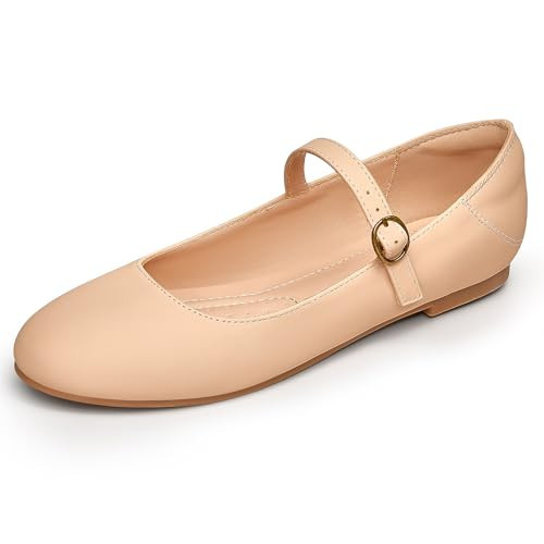 Trary Women's Flats, Mary Jane Shoes Women, Ballet Flats for Women, Round Toe Nude Flats for Women Dressy Comfortable, Ankle Strap Nude Flats, Dress Flats for Women, Strappy Flats,Dress Flats | Amazon (US)
