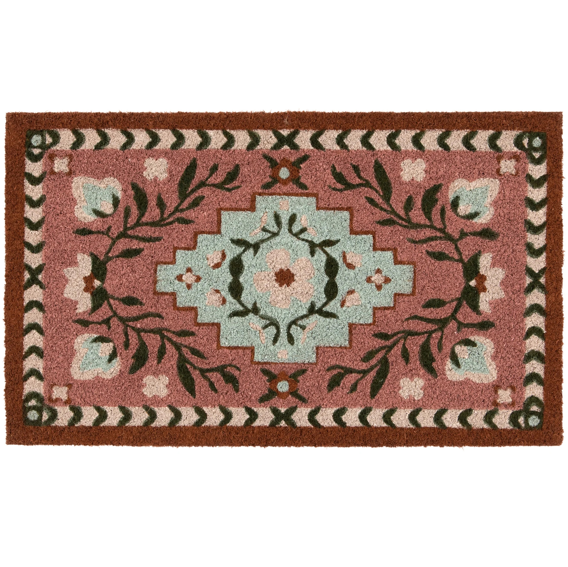 Home Decor Collection 18"x30" Pink Boho Coir Outdoor Doormat | Walmart (US)