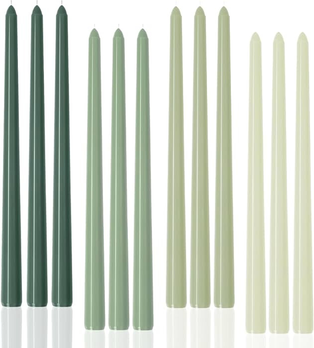 12 inch Green Gradient Taper Candles Unscented Smokeless Long Tall Tapered Candle for Candlestick... | Amazon (US)