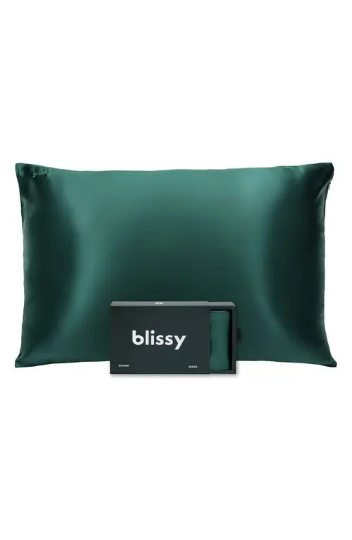 BLISSY Mulberry Silk Pillowcase in Emerald at Nordstrom, Size Standard | Nordstrom