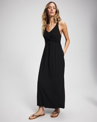 Women's Soft Jersey Twist Front Maxi Dress in Black size XS | Soma | SOMA