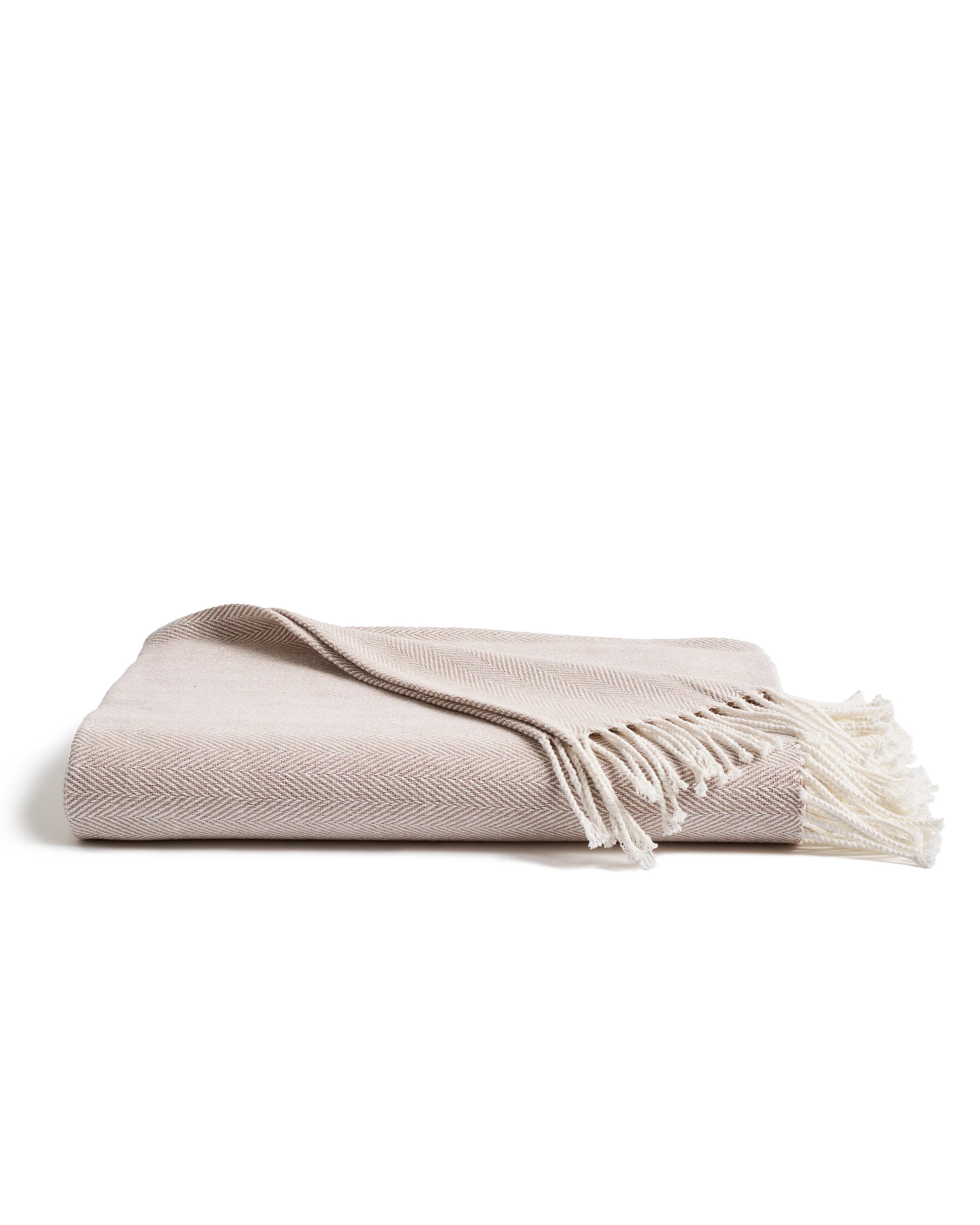 Herringbone Throw in Beige | Petite Plume