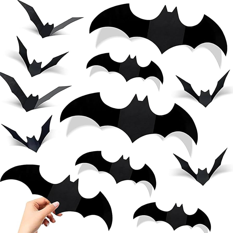 140 Pcs Halloween Bats Wall Decor, 3D Bat Decoration Stickers for Home Decor 4 Size Waterproof Bl... | Amazon (US)