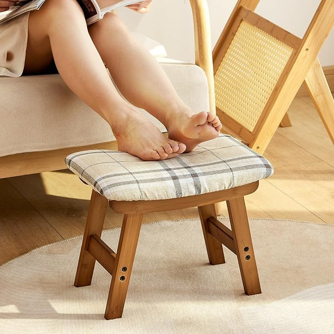 Foot Stools Ottoman, Small Foot Stool Ottoman, and Footstool, Wooden Foot Stool, Sofa Footrest Ex... | Amazon (US)